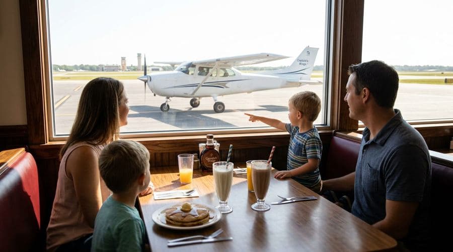 AI concept image: The window booth, Flying & Dining Cafe