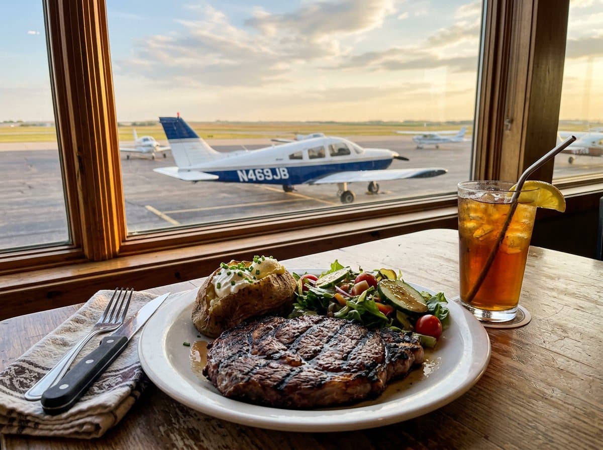 AI illustration of a meal at Airport Steakhouse